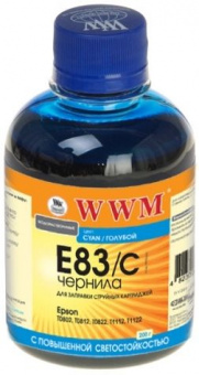 Чорнило WWM E83/C Epson Stylus Photo P50/T50/R270/ PX660/TX650/1410 (Cyan) 200ml Світлостійкі