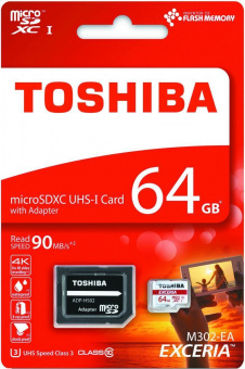 Карта памяти Toshiba microSDHC 64GB Class 10 UHS-I U3 + adapter