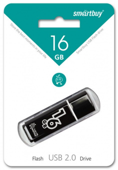 Flash-память Smartbuy Glossy series Blac 16Gb USB 2.0