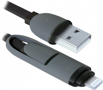 Кабель Defender USB10-03BP USB(AM)-MicroUSB+Lightning (1 метр)