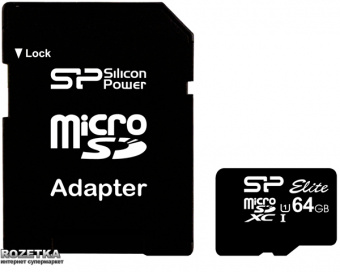 Карта памяти Silicon Power microSDXC 64GB Class 10 UHS-I ELITE + adapter