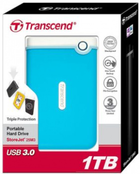 Зовнішній жорсткий диск Trancend 1TB 5400rpm 8MB StoreJet 2.5 M3 USB 3.0 Blue