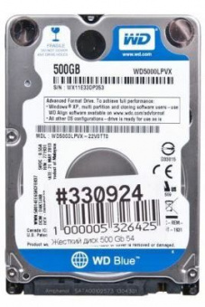 Жесткий диск 500Gb Western Digital  2.5" Blue (WD5000LPVX)  5400 rpm 8Mb  SATAIII