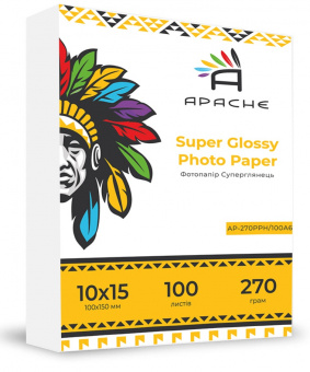Фотопапір Apache 10x15 (100л) 270г/м2 Преміум Суперглянець