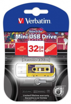 Flash-память Verbatim Cassete Edition 32Gb USB 2.0 Yellow
