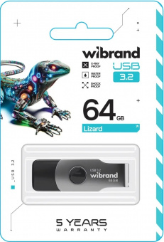 Флеш-пам'ять Wibrand Lizard 64Gb Black USB3.2