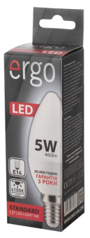 Світлодіодна LED лампа Ergo E14 5W 4100K, C37 (нейтральний)