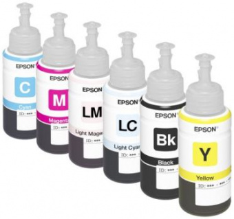 Комплект Оригинальных чернил Epson L800/L805/L810/L850/L1800 (B/C/LC/M/LM/Y) 6х70ml