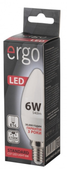 Светодиодная LED лампа Ergo E14 6W 4100K, C37 (нейтральный)