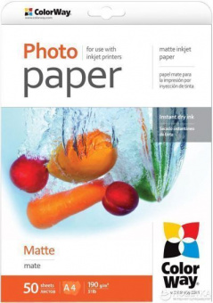 ColorWay А4 (50л) 190г/м2 Матовая фотобумага