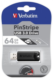 Flash-память Verbatim PinStripe 64Gb USB 3.0 Black