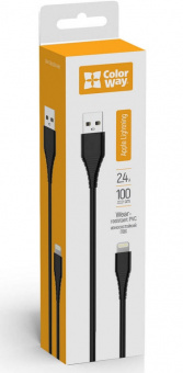 Кабель Lighting Apple - USB 2.4A Colorway 1м black