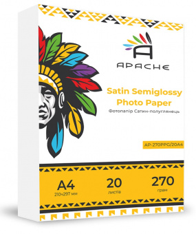 Фотобумага Apache A4 (20л) 270г/м2 Премиум Сатин полуглянец