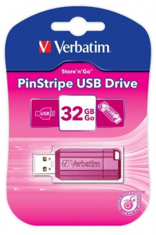 Flash-память Verbatim PinStripe 32Gb USB 2.0 Pink