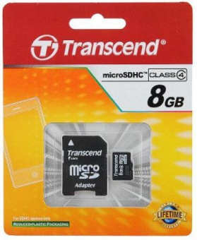 Карта пам'яті Trancend microSDHC 8GB Class 4+ SD adapter