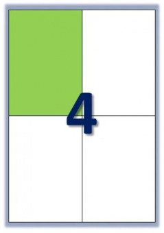 Етикетка самоклеюча Buromax 4 поділки 105*148,5мм А4 (100л) матова