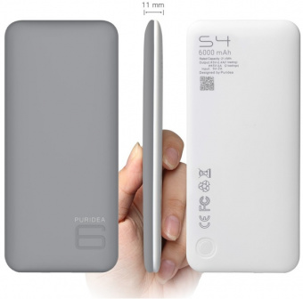 УМБ PURIDEA Power Bank 6000 mAh Gray - White (LI-33 )