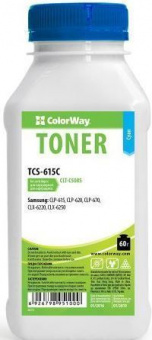 Тонер ColorWay (TCS-615C-CH) Cyan 75g для Samsung CLP-615 + Чип (4k DELCOPI)