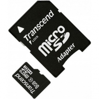 Карта памяти Trancend microSDHC 8GB Class 4 + SD adapter