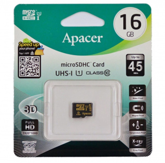 Карта памяти APACER microSDHC 16GB Class 10 UHS-I no adapter