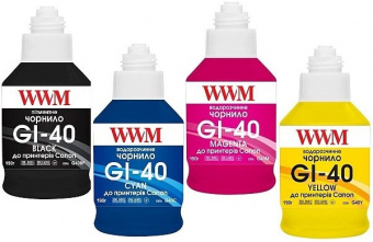 Комплект чорнил WWM GI-40 Canon PIXMA G5040/G6040/G7040 (BP/C/M/Y) 4x190ml