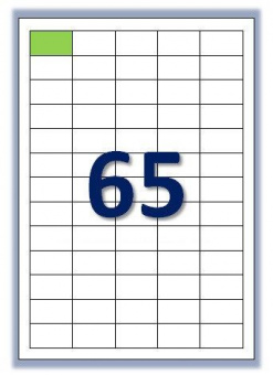 Етикетка самоклеюча Buromax 65 поділів 38*21,2мм А4 (100л) матова