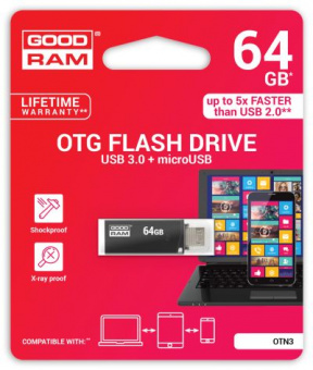 Flash-пам'ять Goodram OTN3 64GB OTG, USB 3.0 Black
