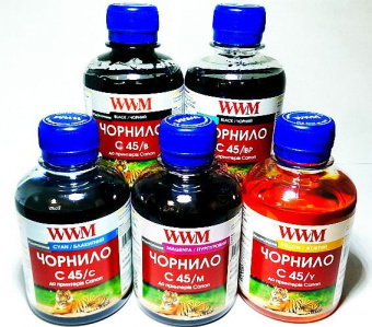 Комплект чорнил WWM C45 Canon IP7240/MG5440/MG7140/MX924 (BP/B/C/M/Y) 5x200ml