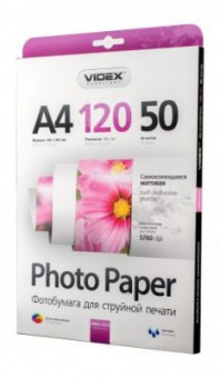 Videx А4 (50л) 120г/м2 Самоклеєння, матовий фотопапір