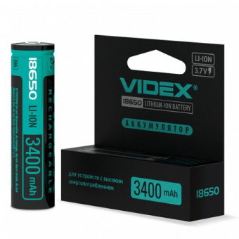 Аккумулятор Videx Li-Ion 18650-P (ЗАЩИТА) 3400mAh (1шт/уп)