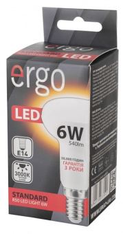 Светодиодная LED лампа Ergo E14 6W 3000K, R50 (теплый)