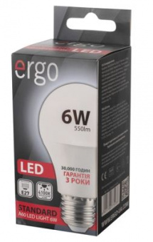 Світлодіодна LED лампа Ergo E27 6W 4100K, A60 (нейтральний)