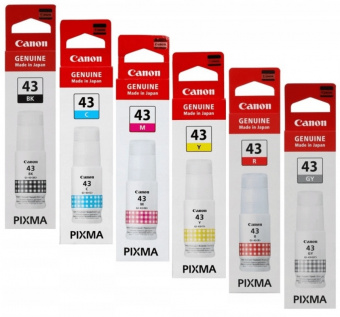 Комплект Оригинальных чернил GI-43 Canon Pixma G540/G640 (B/C/M/Y/R/G) 6x70ml