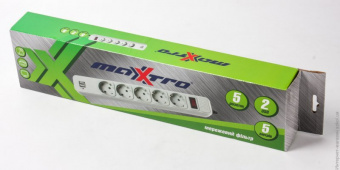Сетевой фильтр Maxxtro PWE-05K 3м 10А 5 розеток 2x USB  5 розеток (серый)
