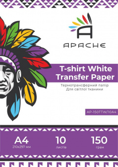 Термотрансферная бумага APACHE A4 (10л) 150г/м2 на Cветлую ткань