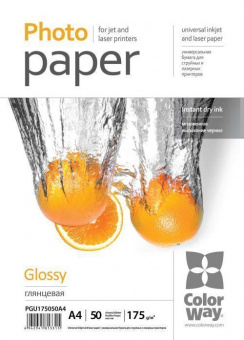 ColorWay А4 (50л) 175г/м2 универсальная глянцевая фотобумага (струйная + лазерная печать)