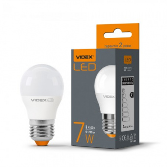 Светодиодная LED лампа Videx E27 7W 4100K, G45e (нейтральный)