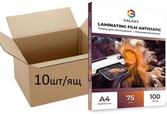 Пленка для ламинирования GALAXY A4 (216х303) 75 микрон, глянцевая Antistatic (10 х 100л)