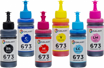 Комплект чернил GALAXY 673 для Epson (B/C/M/Y/LC/LM) 6x100ml