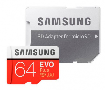 Карта памяти Samsung microSDHC 64GB EVO PLUS Class 10 UHS-I U3 + adapter