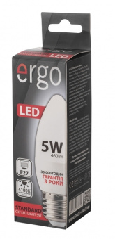 Светодиодная LED лампа Ergo E27 5W 4100K, C37 (нейтральный)