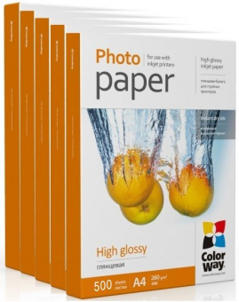 ColorWay А4 (500л) 260г/м2 Глянцевая фотобумага