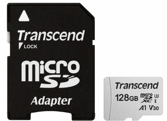 Карта памяти Trancend microSDXC 300S 128GB card Class 10 UHS I U3 + SD adapter