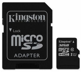 Карта памяти Kingston Canvas Select microSDHC 32GB Class 10 UHS-I + SD adapter