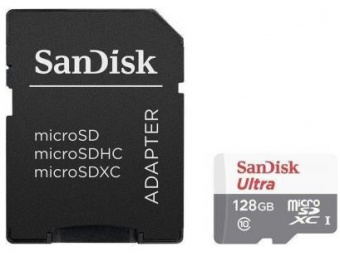 карта памяти SANDISK microSDXC 128GB A1 card Class 10 UHS I + SD-adapter 