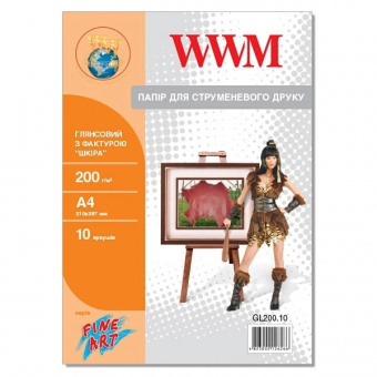 WWM A4 (10л) 200г/м2 глянцевая фотобумага фактура (Кожа)