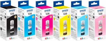 Комплект Оригинальных чернил Epson 108 EcoTank L8050/L18050 (B/C/LC/M/LM/Y) 6х70ml