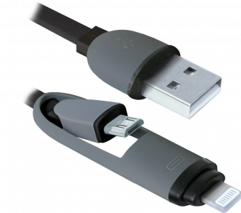 Кабель Defender USB10-03BP USB(AM)-MicroUSB+Lightning (1 метр)