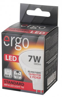 Світлодіодна LED лампа Ergo G5.3 7W 3000K, MR16 (теплий)