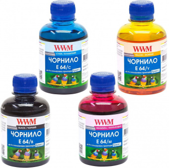 Комплект чернил WWM E64 Epson L100/L110/L200/L210/L350 (B/C/M/Y) 4x200ml
